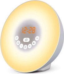 Будильник с восходом солнца, прикроватный светильник, ночник с функцией повтора, FM-радио - белый,(классический TL-850)
