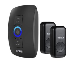 Беспроводной водонепроницаемый дверной звонок KERUI M525 Черный (комплект две кнопки один звонок)