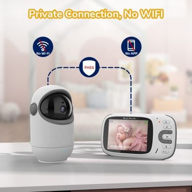 Видеоняня Baby Monitor VB802 с датчиком звука, ночное видение + термометр, радионяня, няня