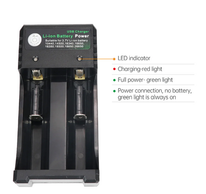 Зарядний пристрій для заряджання літій-іонних акумуляторів USB Charger Li-ion Battery Power, на два слоти 1301876830 фото