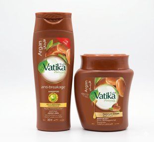 Комплекс проти випадіння та ламкості волосся Dabur Vatika Naturals з арганою (шампунь 360 мл + маска 225 мл), Єгипет 3053688133 фото