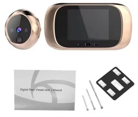 Беспроводной дверной глазок, домофон с LCD дисплеем 2.8&rdquo;, звонком и камерой ночного видения, золотой 2932583463 фото