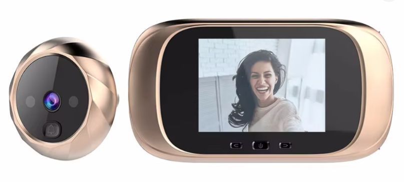 Беспроводной дверной глазок, домофон с LCD дисплеем 2.8&rdquo;, звонком и камерой ночного видения, золотой 2932583463 фото