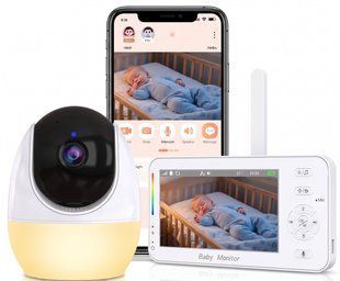 Видеоняня Wi-Fi ABM206 с ночником и подключением к телефону, поворотная камера, режим VOX, двусторонняя связь 3165817009 фото