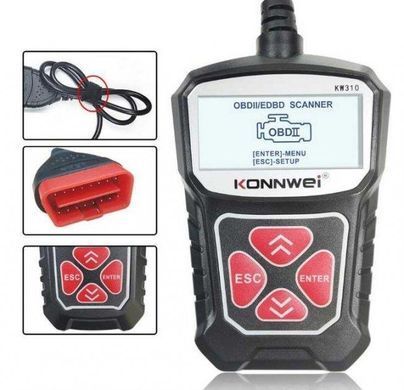 Adapter сканер автотестер KONNWEI KW309 автомобільний сканер OBD2 - Чорний 136443781 фото