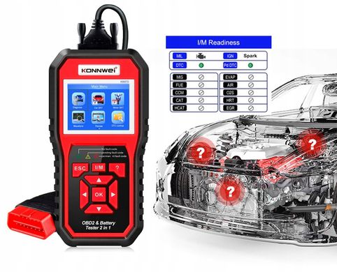 Профессиональный автотестер автосканер KW870 OBD-II и CAN сканер Konnwei 2.8" TFT + ТЕСТ БАТАРЕИ