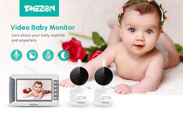 Відеоняня радіоняня няня Baby Monitor TMEZON MZ-BM402 (В комплекті 2 КАМЕРИ) 4.3 ДЮЙМА ЕКРАН