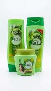 Комплекс Dabur Vatika Naturals (экстракты кактуса, рукколы и кокоса): Шампунь 360 мл + Кондиционер 360 мл + Маска 450 мл. 3147738302 фото