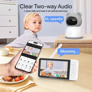 Видеоняня Wi-Fi Baby Monitor B6TYQ Радионяня беспроводная с двусторонней связью 5 Дюймов Экран 694999499 фото