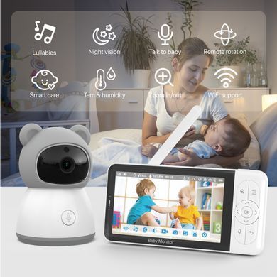 Видеоняня Wi-Fi Baby Monitor B6TYQ Радионяня беспроводная с двусторонней связью 5 Дюймов Экран 694999499 фото