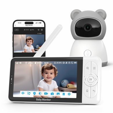 Видеоняня Wi-Fi Baby Monitor B6TYQ Радионяня беспроводная с двусторонней связью 5 Дюймов Экран 694999499 фото