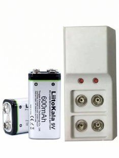 Комплект "Крона Аккумулятор 9V 600 mAh + Зарядное устройство для батареек крона (2 батарейки + зарядное) 3117635179 фото