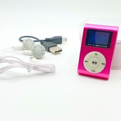 Маленький и удобный mp3 плеер с LCD экраном розовый