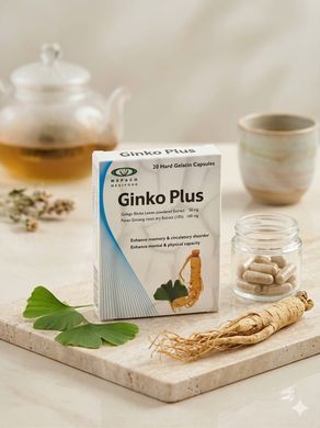Ginko Plus, добавка для интелекта и жизненной силы, 20 кап. 2979264419 фото