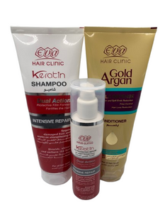 Шампунь + Кондиционер GOLD + Сывороитка Eva Hair Clinic Keratin, Египет 3239445352 фото