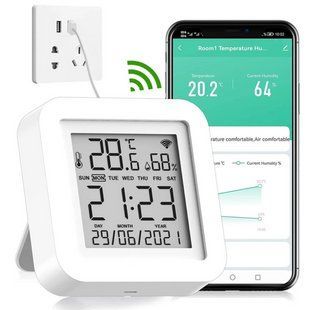 Умный Wi-Fi датчик температуры и влажности воздуха Tuya SmartLife Model No4, Black wifi термометр, гигрометр + IR Remote 3018515482 фото