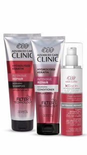 Комплект Eva Hair Clinic Keratin Dual Action Intensive Repair E-Keratin (шампунь, кондиционер, сыворотка) Египет 3108048983 фото