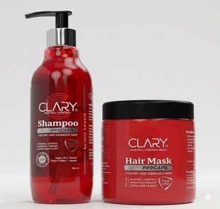 Інтенсивний комплекс проти випадіння волосся CLARY Hair Fall Control: Шампунь та Маска (300 мл+300 мл), Єгипет 3053629772 фото