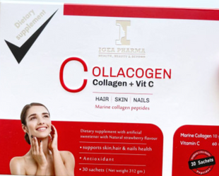 Collacogen + Vit C Морський колаген та Вітамін С( зі смаком полуниці) для волосся, шкіри та нігтів 30шт. Єгипет 117655586020 фото