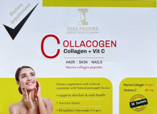 Collacogen + Vit C Морський колаген та Вітамін С ( зі смаком ананасу) для волосся, шкіри та нігтів 30шт. Єгипет 127655586020 фото